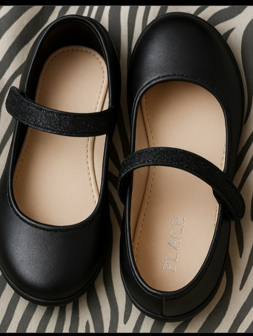 NEW The Childrens Place Size 1 In Little Girls Classic Black Kids Dress Shoes